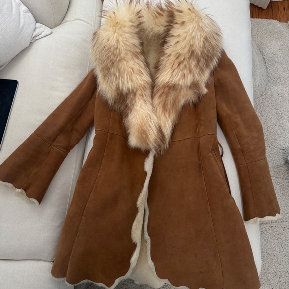 Vintage shearling coat with genuine Fox fur collar - Picture 15 of 16